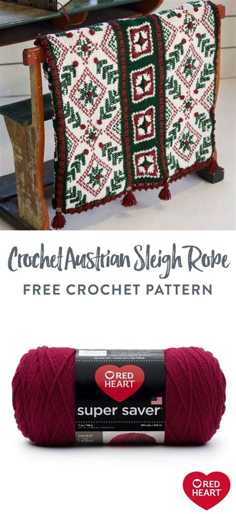 Free Experienced Red Heart Crochet Austrian Sleigh Robe Crochet Pattern