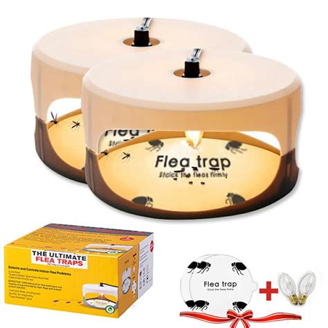 OUNAMIO Indoor Flea Trap with 2 Odorless Glue Discs, Bed Bug Light Trap ...