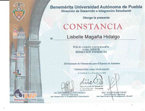 CERTIFICADO DE LICENCIATURA BUAP Autoservicio BUAP