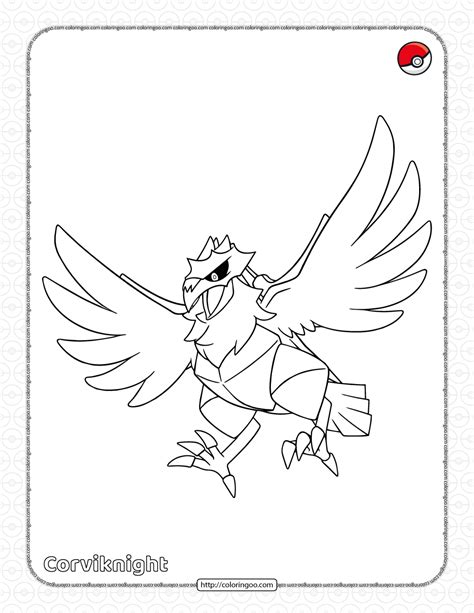 Corviknight Coloring Pages Free Pokemon Coloring Pages Printables