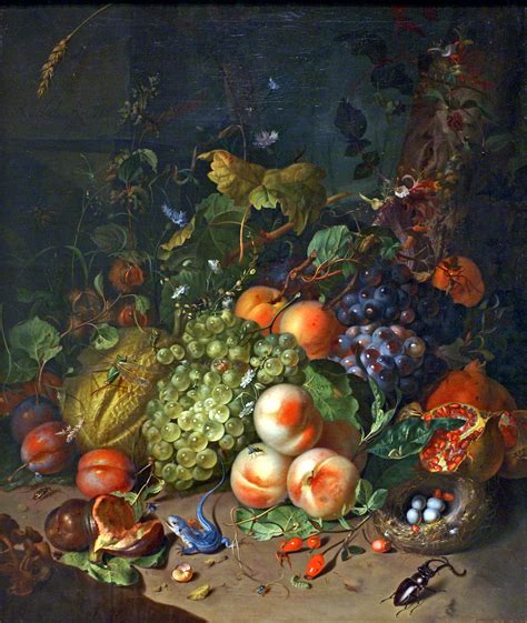 Rachel Ruysch Fruchtstillleben Mit Hirschk Fer Und Buchfinkennest