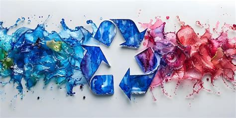 Handdrawn Watercolor Recycling Symbol On White Background For