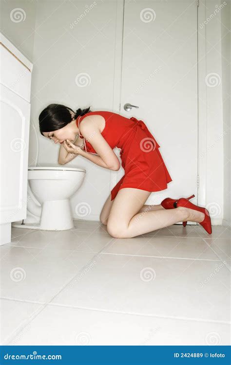 Woman Vomiting In Toilet Stock Image Image Of Color 2424889