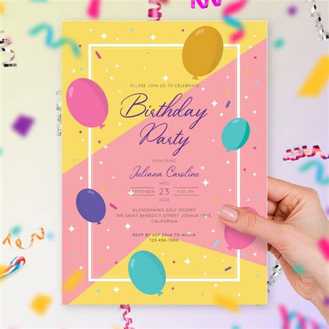 Balloons Birthday Party Invitation For Her Template Online Maker