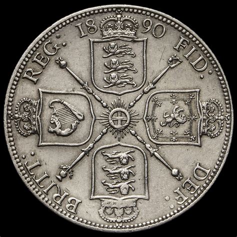 1890 Queen Victoria Jubilee Head Silver Florin Rare GVF