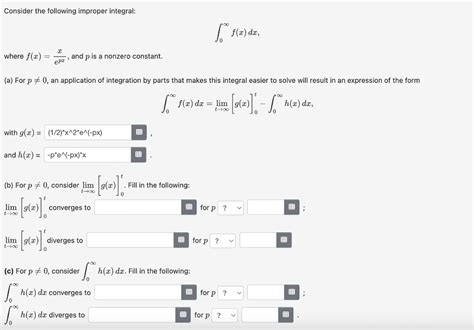 Solved Consider The Following Improper Integral ∫0∞fxdx