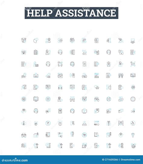 Help Assistance Vector Line Icons Set Aid Assist Support Abet