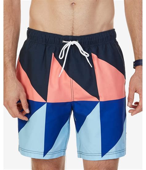 Nautica Quick Dry Geo Color Block Swim Trunk Nautical Fashions