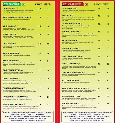 Tibbs Frankie Menu, Menu for Tibbs Frankie, DIFC, Dubai - Zomato