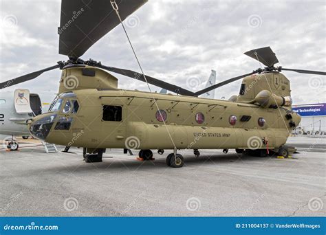 Us Army Boeing Ch Chinook Military Helicopter At Air Base Aviation