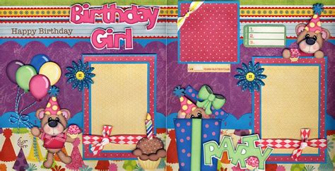 Birthday Girl 2 Premade Scrapbook Pages Paper Piecing Layout 4 Album