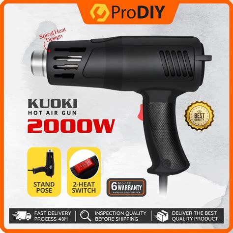 W Kuoki Hot Air Gun Heat Gun Blower Shrink Dual Adjustable Temperature Wrap Hot Gun Shopee