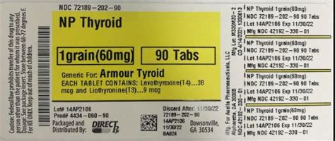 Ndc 72189 202 Np Thyroid 60 Tablet Oral Label Information Details