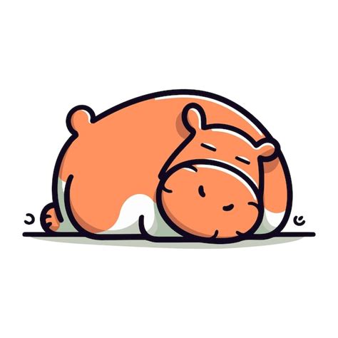 Un Mignon Petit Hippopotame Qui Dort Sur Le Sol Illustration