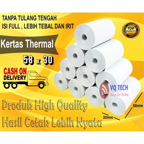 Jual Kertas Printer Thermal Kertas Struk Kasir 58x30mm Isi 10 Roll