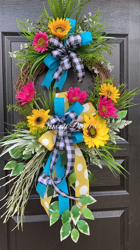 Sunflower Wreath Summer Sunflower Front Door Wreath Sassy Doors