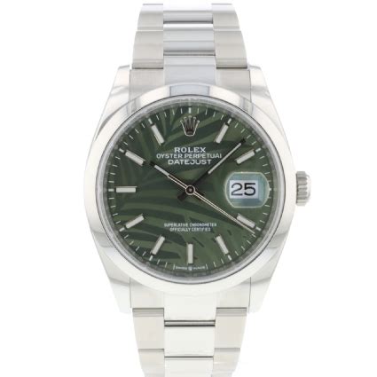 Datejust 36 126200 Olive Green Palm Motif Dial NEW Rolex Sold