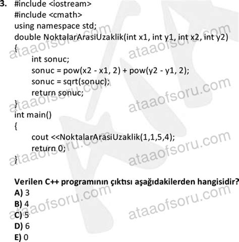 Programlama Temelleri Ata A F Km Sorular Vize S Nav Test Soru Z