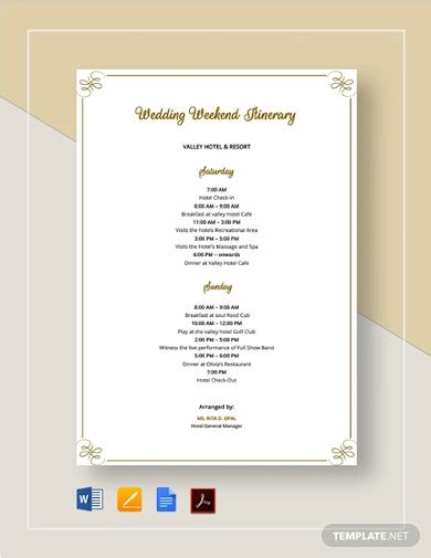 Wedding Itinerary - 14+ Examples, Format, Pdf, Tips