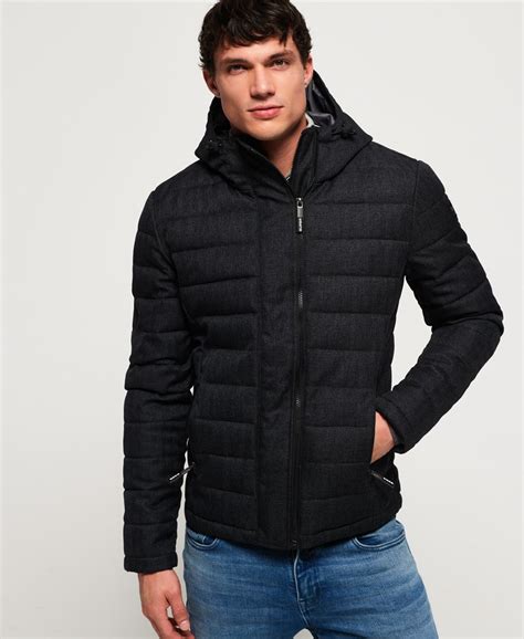 Superdry Hooded Double Zip Tweed Fuji Jacket For Mens