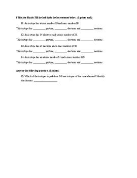 Atomic Structure Quiz by DeNae Kizys | Teachers Pay Teachers