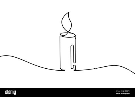 Kontinuierliche Linienzeichnung Der Kerze Candle One Line Symbol