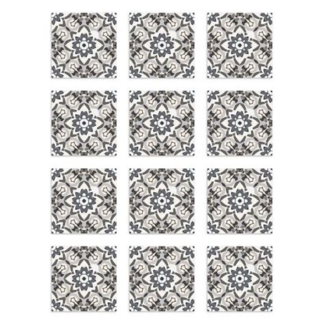 Azulejos Adhesivos Gris X Cm Pack De Azulejo Oriental Floreada