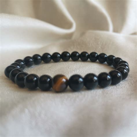 Bracelet Pour Homme Oeil De Tigre Onyx Noir