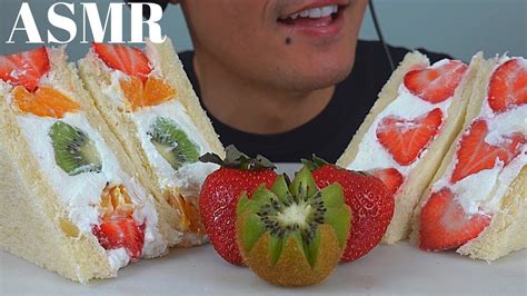 Asmr Whipped Cream Fruit Sandwiches Japanese Fruit Sando Eating