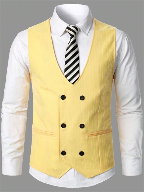 Manfinity Mode Men 1pc Double Breasted Waistcoat And 1pc Suit Pants Shein Usa