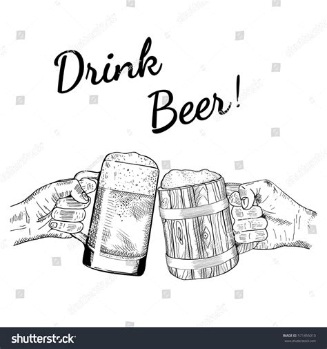 Two Hands Holding Clinking Glasses Beer Stock Vector Royalty Free