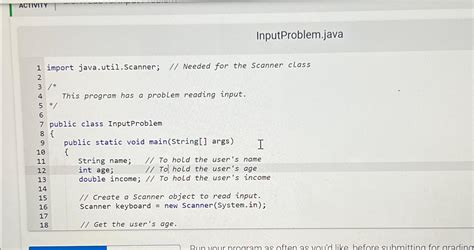 Solved Activityinputproblem Javaimport Java Util Scanner Chegg