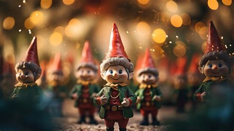Premium Ai Image Cute Cheerful Santas Helper Elf Under Beautiful