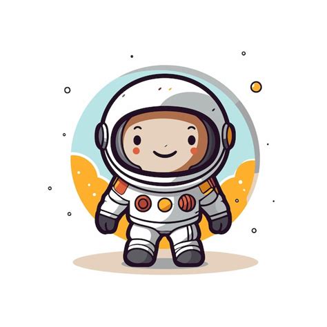 Astronauta Lindo En Traje Espacial Ilustraci N Vectorial En Fondo