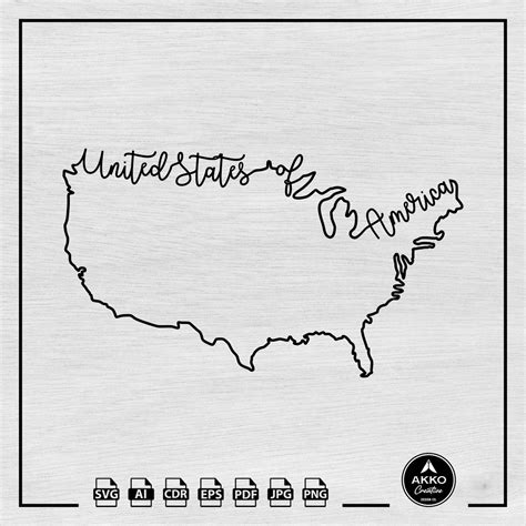 United States Svg Png Outline United States Map Svg Us Map Svg United States Hand Lettering