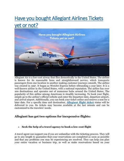 Ppt Allegiant Airlines Book A Flights Powerpoint Presentation Free