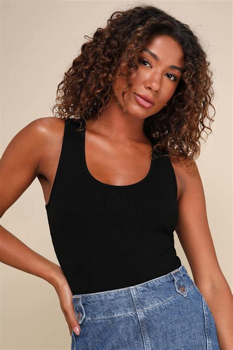 Black Ribbed Bodysuit Cutout Bodysuit Fitted Cutout Bodysuit Lulus