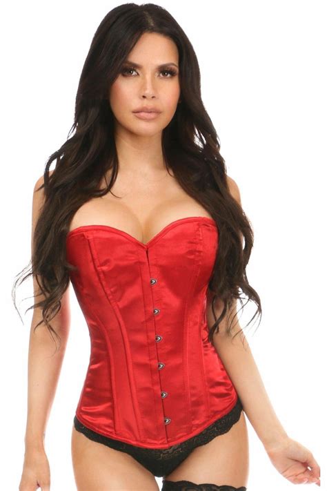 Daisy Corsets Lavish Red Satin Overbust Corset W Busk Closure The