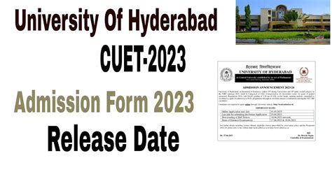 University Of Hyderabad Admission Form 2023 24 Eligibility Form CUET