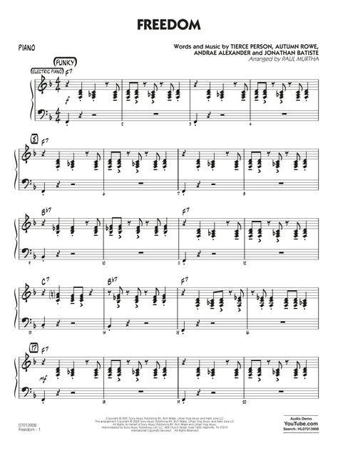 Freedom Arr Paul Murtha Piano Sheet Music Jon Batiste Jazz