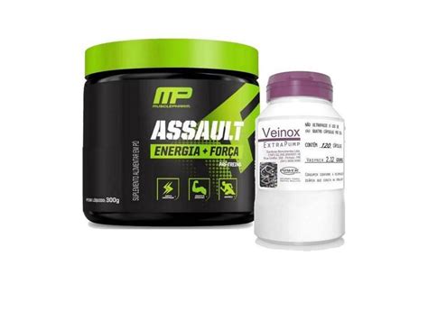 Kit Pré Treino Assault 300G Muscle Pharm Veinox 120 Caps