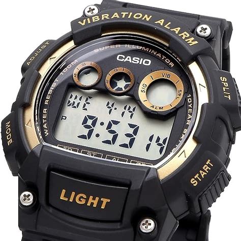 Time Cruze Casio W H Vibration Alarm Black Resin Digital Sports