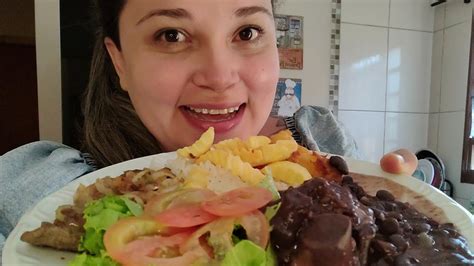 Real Mukbang Brasil Comendo Comida Brasileira Bife Acebolado