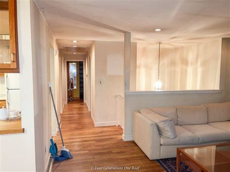 Open Stairway Split Level Entryway Remodel Four Generations One Roof