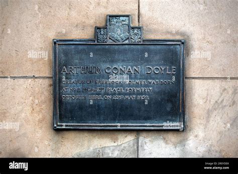 Plaque On The Wall Commerating The Birthplace Of Sir Arthur Conan Doyle