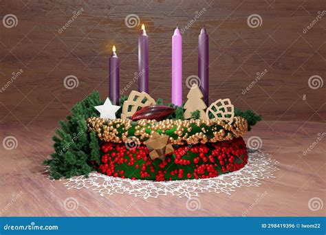 Adwent Wreath. Second Sunday Concept. Stock Illustration - Illustration ...