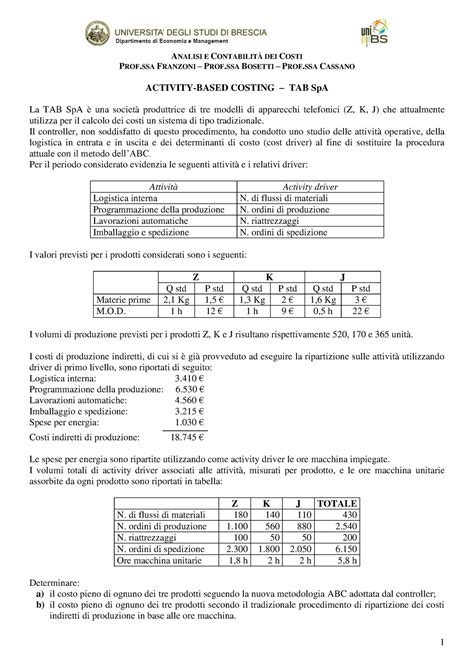 Slede Lezione Analisi Dei Costi Analisi E Contabilit Dei Costi Prof