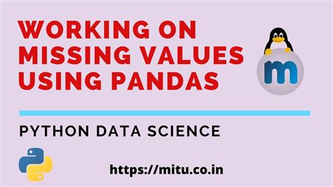 Working On Missing Values Using Pandas In Python Youtube