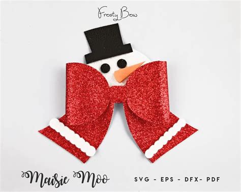 Christmas Bow Svg Snowman Bow Template Frosty Hair Bow Svg Etsy