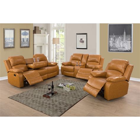 Lifestyle Furniture Sectional Recliner Sofa Set Bonded Leather 3 Pcs Motion Sofa Loveseat